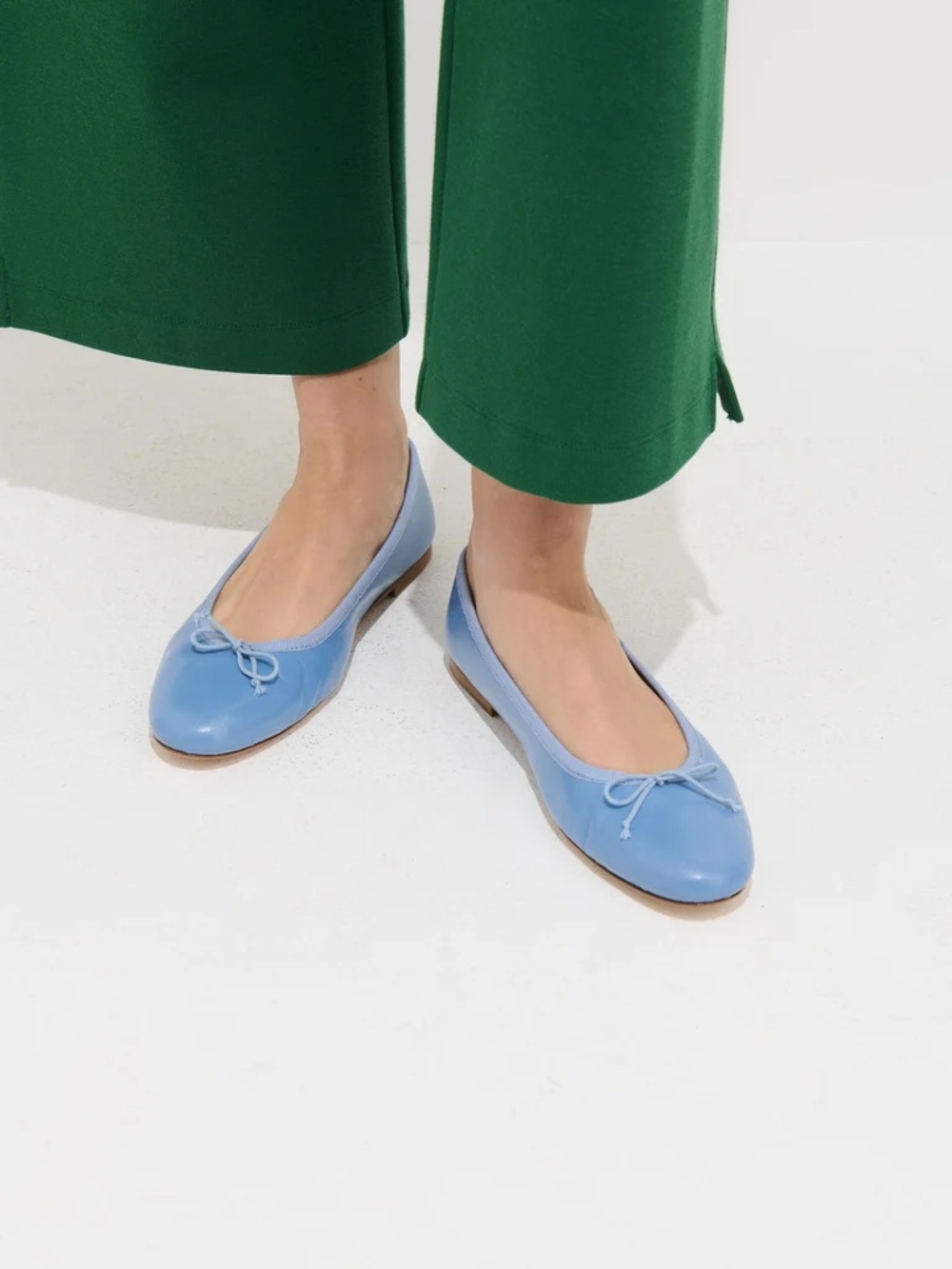 Alex Mill Light Blue Leather Ballet Flats with Bow